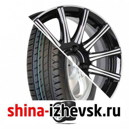 Колесо в сборе Viatti Strada (V-130) 185/60 R15 H 84 + КиК Сиеста 6xR15 4×98 ET40 DIA67.1 Черный глянцевый с полированными элементами лицевой поверхности в Ижевске